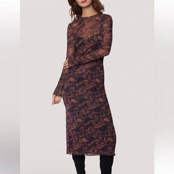 NWT Lost + Wander Contessa Long Sleeve Mesh Midi Dress Sz Large - Picture 6 of 13